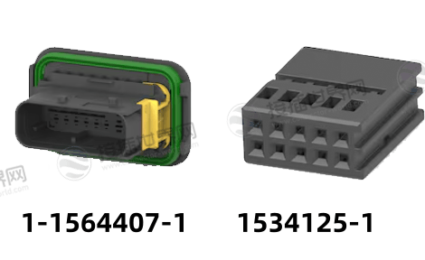 1-1564407-1(16位混合连接器)、1534125-1(10位线对板连接器)