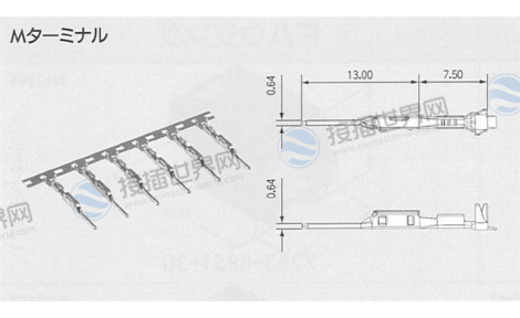 矢崎7114-4416-02 公端子RH/HS系列密封端子0.64mm端子