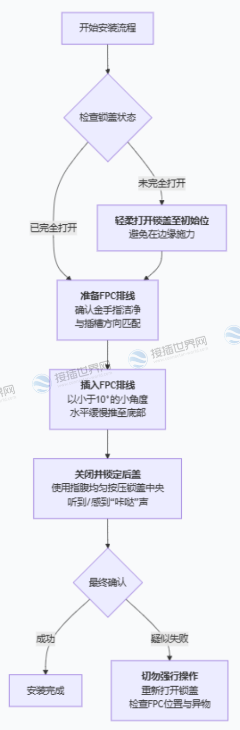 ZIF连接器后盖安装流程图