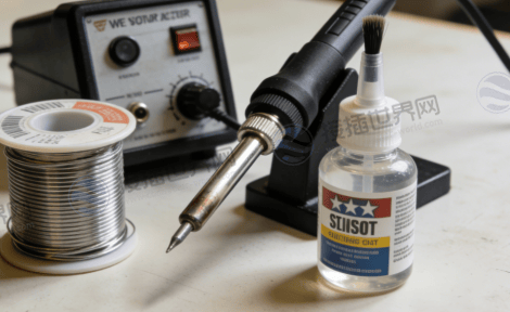 温控烙铁(建议接地)、焊锡丝、助焊剂